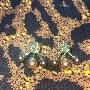 Tory Burch Gold-Tone Champagne Pearl Cluster Earrings